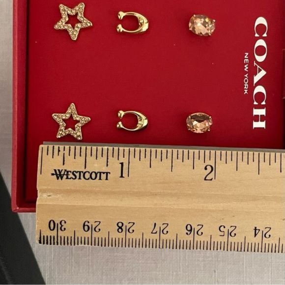 Coach C Stone Star Stud Earring 3 Pair Set for Men or Women New in Coach Box - Picture 5 of 15